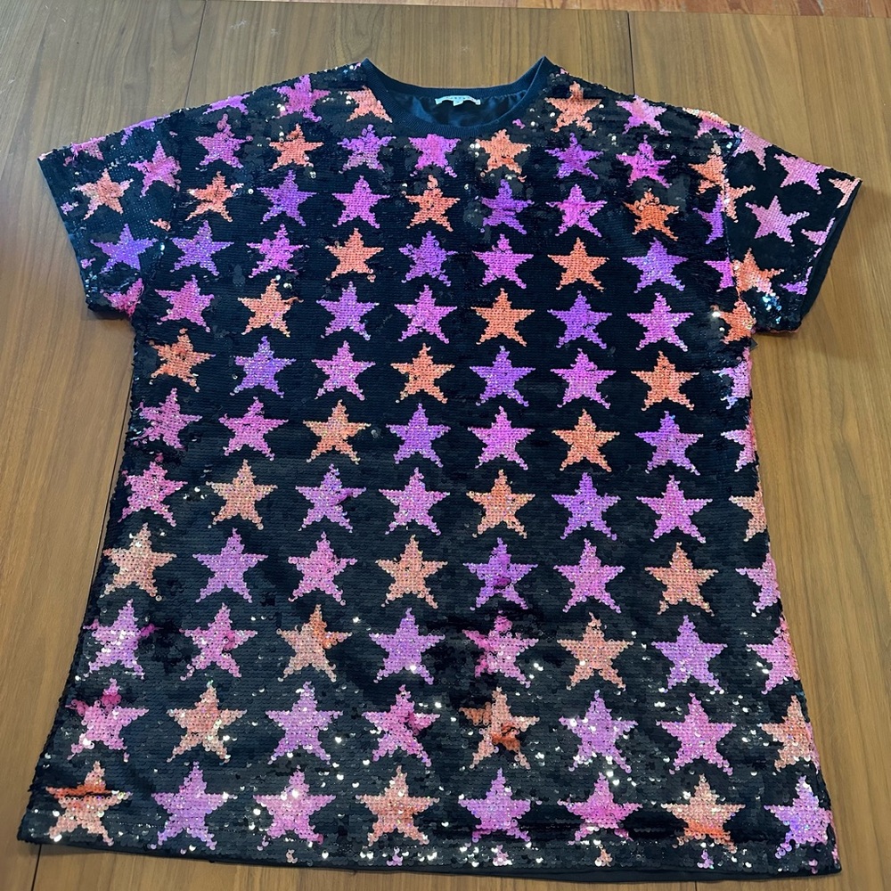 Baevely Sequin Star Oversized Mini Dress Sz Medium